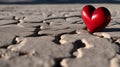 heart on the dry sand A red stone heart with a shadow on it. The heart is solid and strong Royalty Free Stock Photo