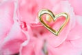 Heart earring on the pink flower