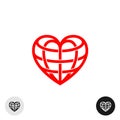 Heart earth globe shape linear weaved logo Royalty Free Stock Photo