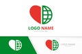 Heart and earth logo combination. Love and globe logotype design template.