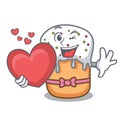 With heart easter cake mascot cartoon