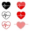 Heart and ECG - EKG signal set, Heart Beat pulse line concept d