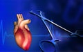 Heart with eco cardio gram pulse and surgical scis