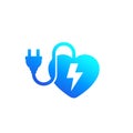 heart with electric plug icon, vector logo Royalty Free Stock Photo