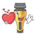 With heart electric shaver isolated with in mascot