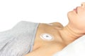Heart electrocardiogram or monitoring using Holter for woman patient.