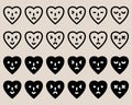 Heart Emoticon Set. Sticker Set. Vector Illustration.