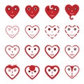 Heart emoticon smile face icons set