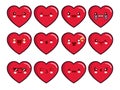 Heart emoticons set. Smiley icons set. Happy, sad, upset, crying, love, cool, star, kiss, sleepy and other emoticons