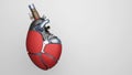 Heart of engine motor, soul of car, love heart metal bike. Bionic organ of robot. 3d render