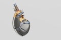 Heart of engine motor, soul of car, love heart metal bike. Bionic organ of robot. 3d render