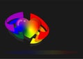 Heart engulfed by six colours from rainbow flag background