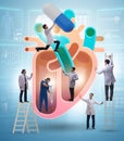 The heart examination by team of doctors