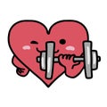 Heart exercise with dumbbell icons vector illustration