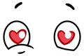 Heart eyes icon. Comic love expression in retro style