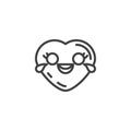 Heart face with tears of joy emoji line icon