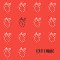 Heart failure icon patterned poster on red