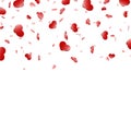 Heart falling confetti isolated white background. Red fall hearts. Valentine day decoration. Love element design, hearts Royalty Free Stock Photo