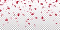 Heart falling confetti isolated white transparent background. Red fall hearts. Valentine day decoration. Love element Royalty Free Stock Photo