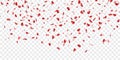 Heart falling confetti isolated white transparent background. Red fall hearts. Valentine day decoration. Love element Royalty Free Stock Photo