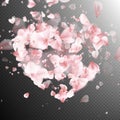 Heart with falling flower petals blossom. EPS 10