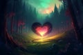 Heart fantasy forest. Generate Ai Royalty Free Stock Photo