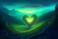 Heart fantasy forest spring. Generate Ai Royalty Free Stock Photo