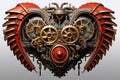 Heart steampunk illustration generative ai Royalty Free Stock Photo