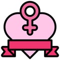 Heart with Female gender symbol icon, vector illustration