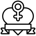 Heart with Female gender symbol icon, vector illustration