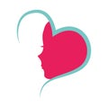 Heart with female profile icon