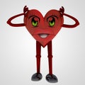 Heart figure standing with worries in head