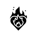 heart on fire glyph icon vector illustration Royalty Free Stock Photo