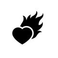 Heart with fire icon isolated vector on white Royalty Free Stock Photo