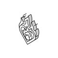 heart on fire isometric icon vector illustration Royalty Free Stock Photo