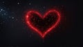 heart on fire A red heart surrounded by sparkling stars on a black space. The heart is large and beautiful,