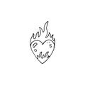 Heart on fire sketch vector illustration Royalty Free Stock Photo