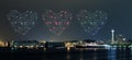 Heart Fireworks celebrating over marina bay in Yokohama City Royalty Free Stock Photo