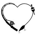 Heart fishing rod vector illustration Royalty Free Stock Photo