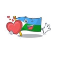 With heart flag djibouti cartoon character mascot style