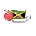 With heart flag jamaica character shaped on mascot