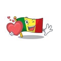 With heart flag mali cartoon character mascot style Royalty Free Stock Photo