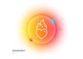 Heart flame line icon. Love fire emotion sign. Gradient blur button. Vector