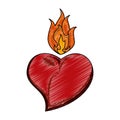 Heart with flamme tattoo scribble Royalty Free Stock Photo