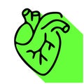 Heart flat line icon. Vector thin pictogram of human internal organ
