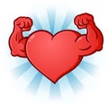 Heart Flexing Muscles Cartoon Character