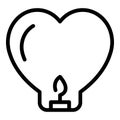 Heart floating lantern icon, outline style Royalty Free Stock Photo