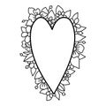 Heart floral laurel icon, hand drawn and outline style