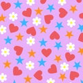 Heart Flower Star Purple Pattern Royalty Free Stock Photo