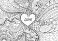 Heart on flowers for coloring books for adult or valentines card Royalty Free Stock Photo